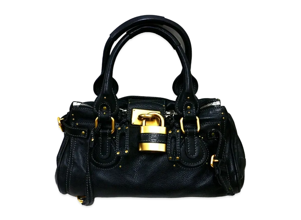 クロエ パディントン レザー ハンド バッグ "ブラック" 7ESA02