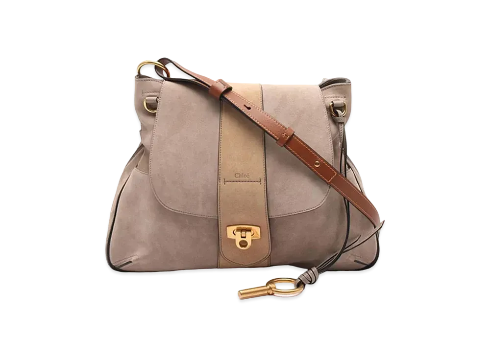 Chloe LEXA Suede Shoulder Bag "Beige"