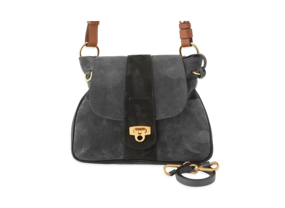 Chloe LEXA Suede Shoulder Bag "Black"