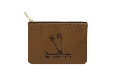 Carhartt Canvas Graphic Zip Wallet Safety Pin Embroidery "Hamilton Brown"