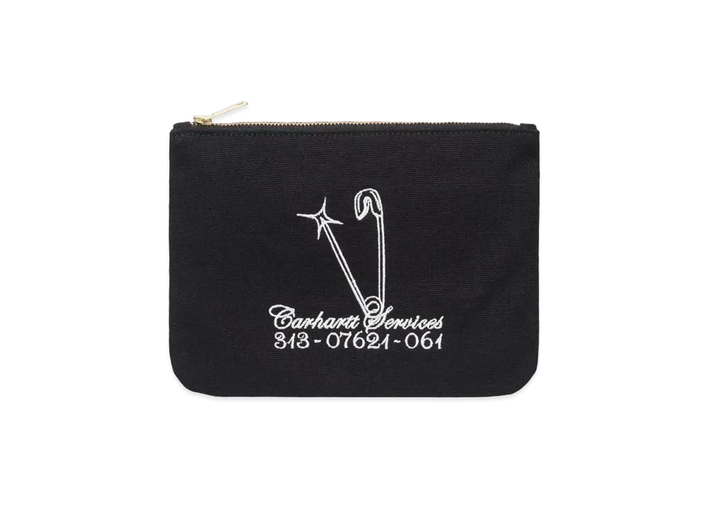 Carhartt Canvas Graphic Zip Wallet Safety Pin Embroidery "Black/White"