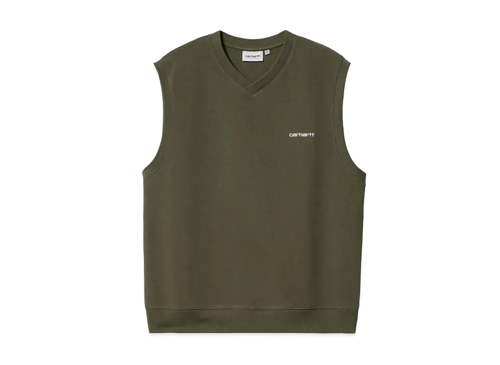 Carhartt WIP Script V-Neck Vest Sweatshirt "Office Green/White"