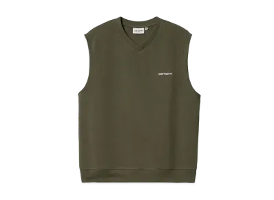 Carhartt WIP Script V-Neck Vest Sweatshirt "Office Green/White"