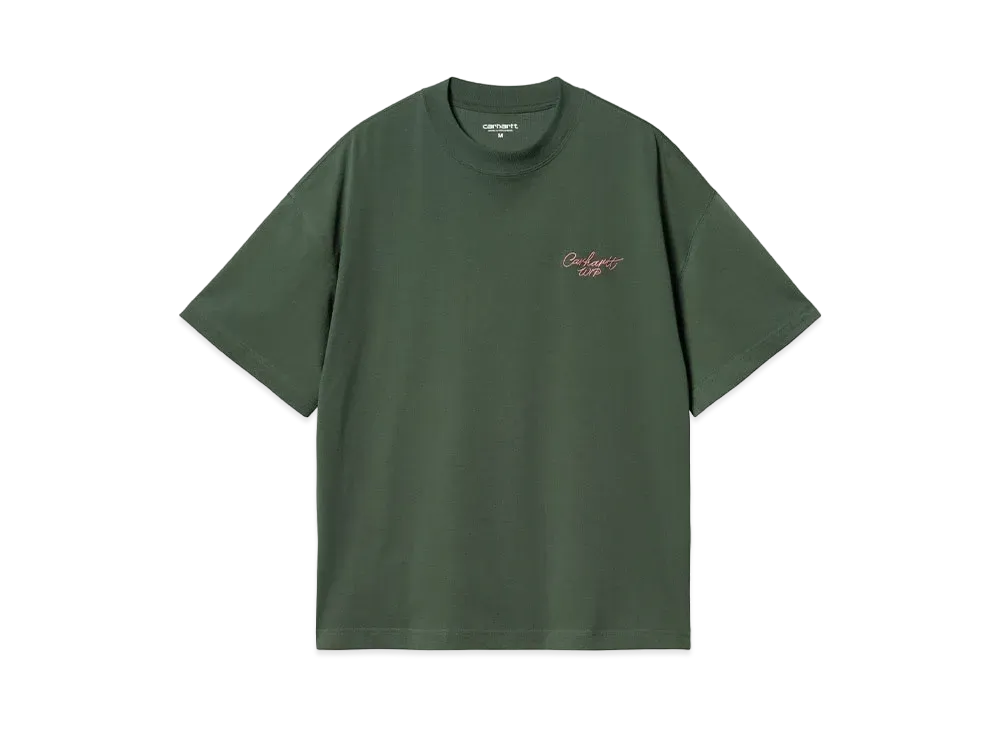 Carhartt WIP S/S Signature Script T-Shirt "Sycamore Tree/Dusty Rose"