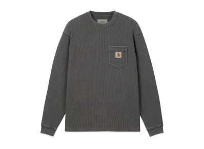 Carhartt WIP L/S Pocket Waffle T-Shirt "Soot Pigment(Garment Dyed)"