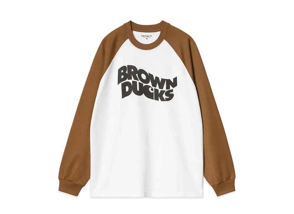 Carhartt WIP L/S Brown Ducks Baseball T-Shirt "White/Hamilton Brown"