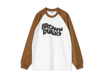 Carhartt WIP L/S Brown Ducks Baseball T-Shirt "White/Hamilton Brown"