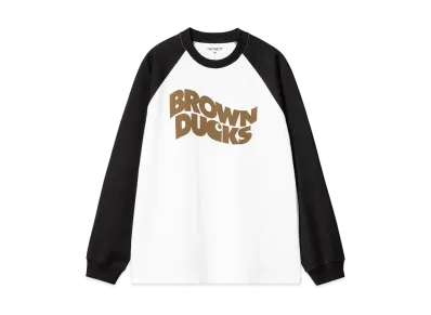 Carhartt WIP L/S Brown Ducks Baseball T-Shirt "White/Black"