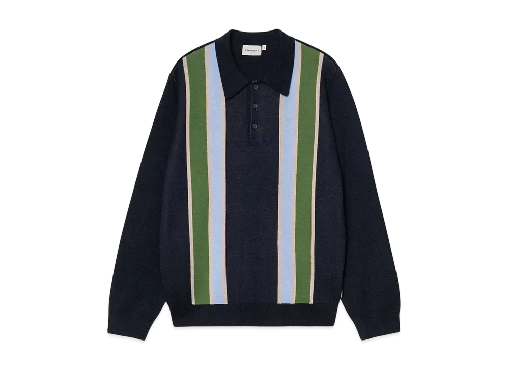 Carhartt WIP L/S Arlo Polo "Dark Navy/Kendricks Stripe,Tarragon"