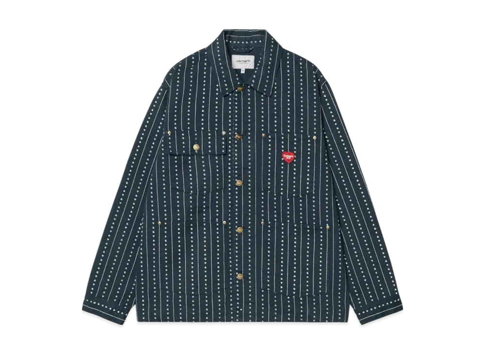 Carhartt WIP Drewe Chore Coat "Heart C PinstripeInk/Natural(Rinsed)"