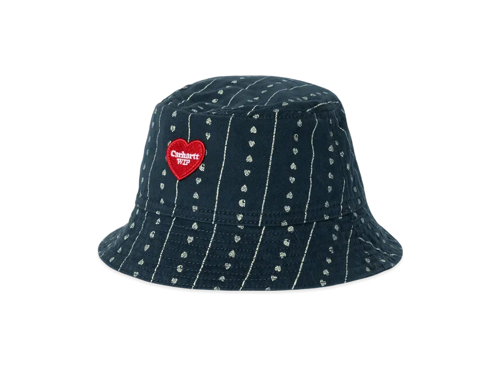 Carhartt WIP Drewe Bucket Hat "Heart C PinstripeInk/Natural(Rinsed)"