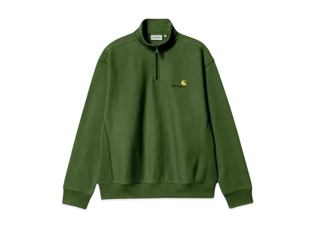 Carhartt WIP Half Zip American Script Sweatshirt "Tarragon"