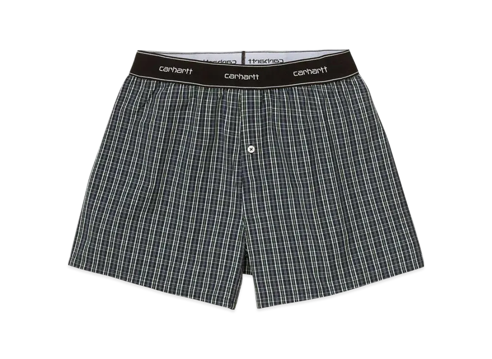 Carhartt WIP Cotton Script Boxers James Check Grove "Navy"