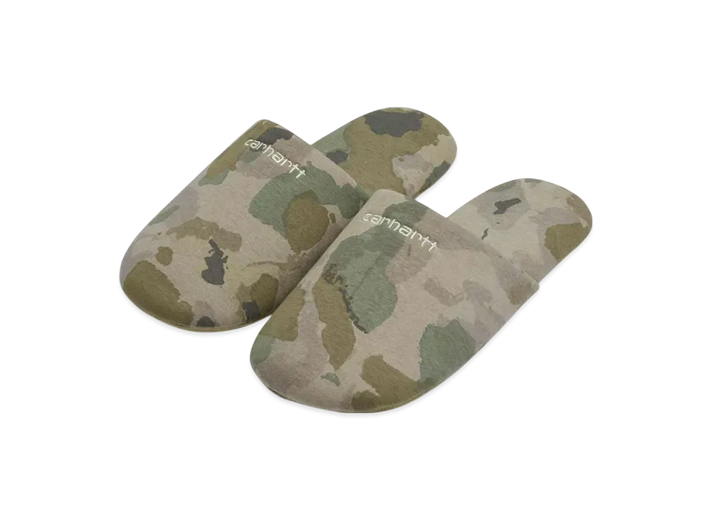 Carhartt WIP Script Embroidery Slippers "Camo Tide Thyme/Wax"