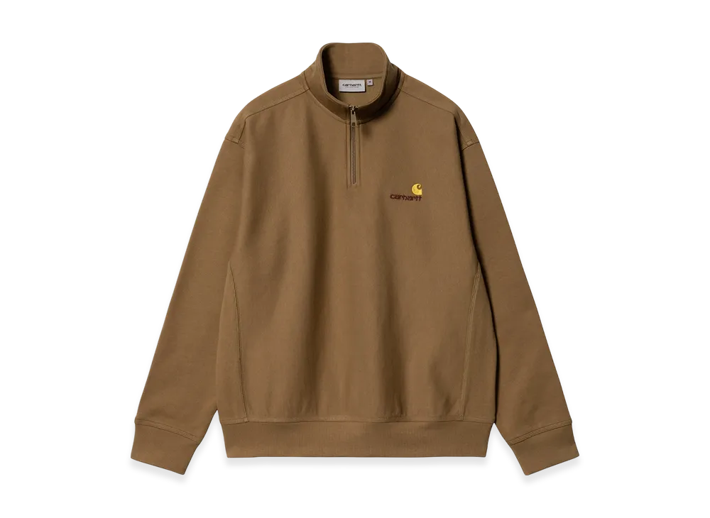 Carhartt WIP Half Zip American Script Sweatshirt "Hamilton Brown"
