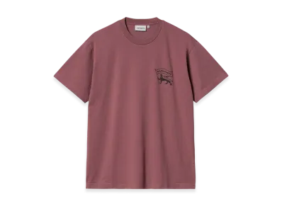 Carhartt WIP S/S Stamp T-Shirt "Dusty Fuchsia/Black(Stone Washed)"