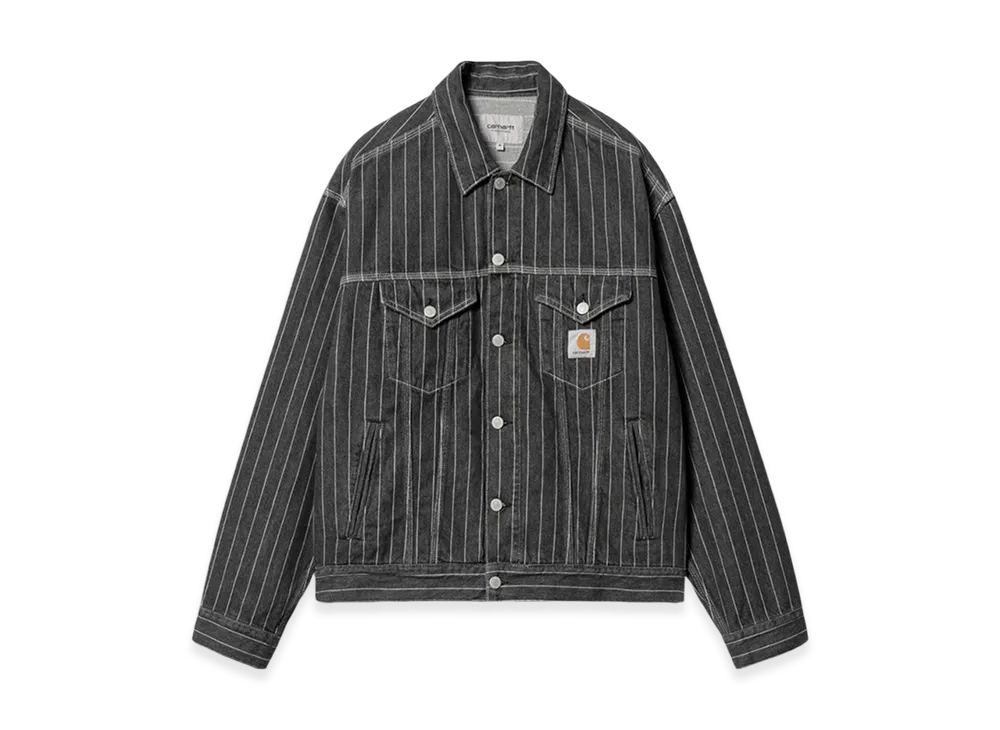 Carhartt WIP Orlean Stripe Jacket "Black/White Stone Washed"