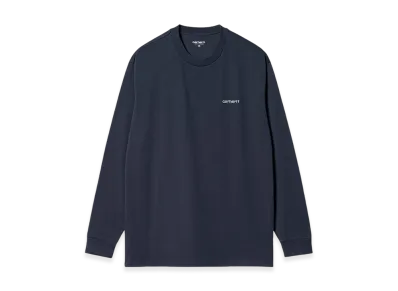 Carhartt WIP Script Embroidery Long Sleeve T-Shirt "Blue"