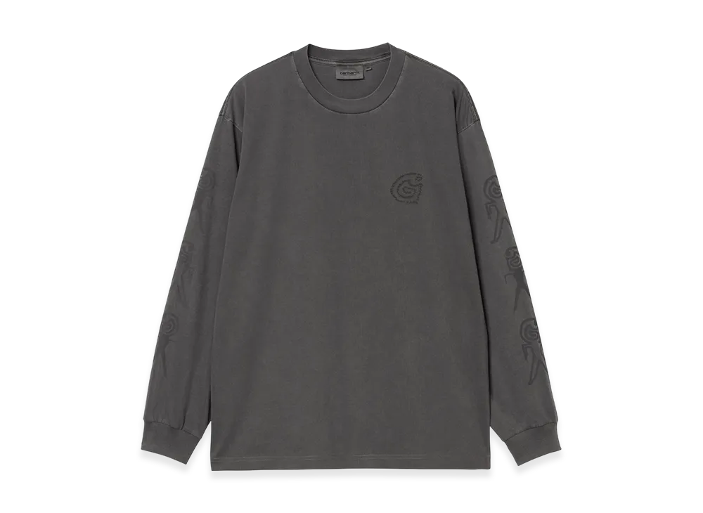Carhartt WIP L/S Terrestrial T-Shirt "Black/Graphite(Pigment Garment Dyed)"