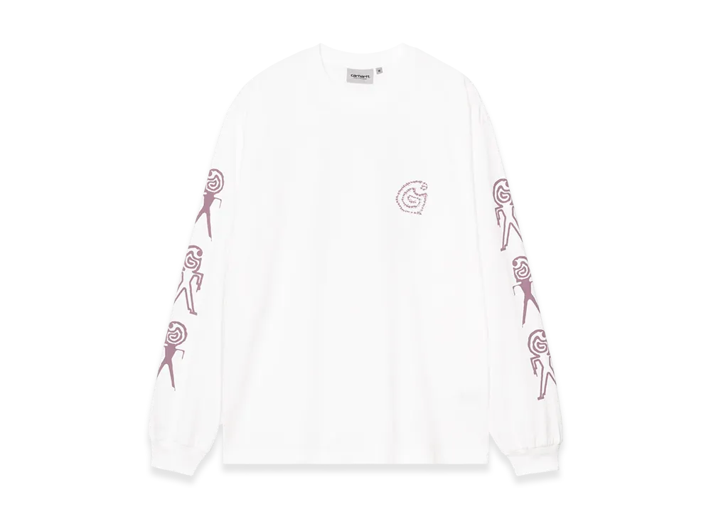 Carhartt WIP L/S Terrestrial T-Shirt "White/Pink Fog(Pigment Garment Dyed)"