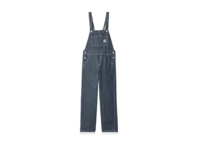 Carhartt WIP Women's Orlean Stripe Bib Overall Straight "Blue/White Stone Washed"