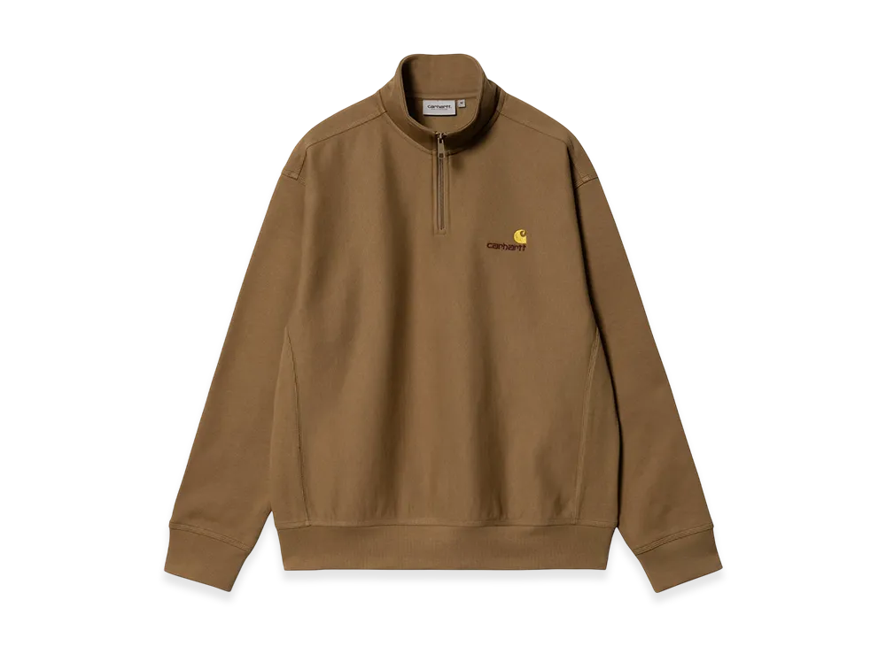 Carhartt WIP Half Zip American Script Sweat "Hamilton Brown"