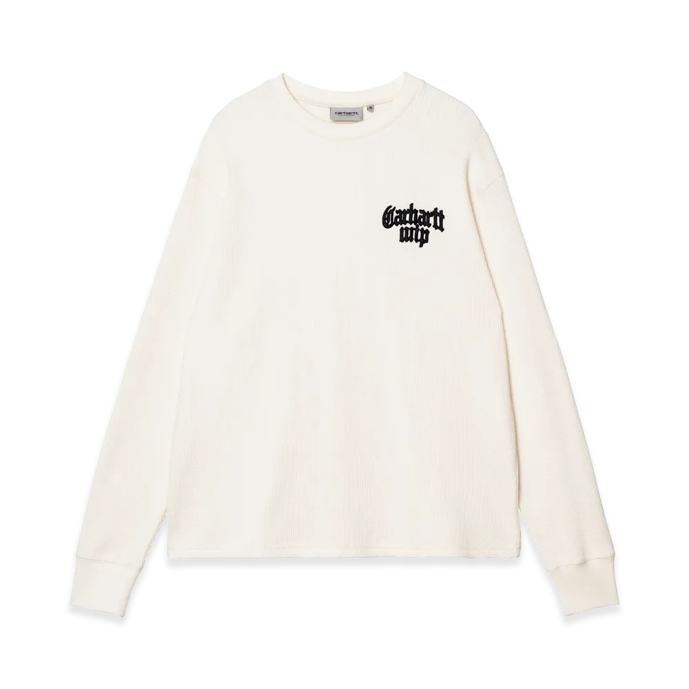 Carhartt WIP L/S Blackletter Waffle T-Shirt "Wax/Black"
