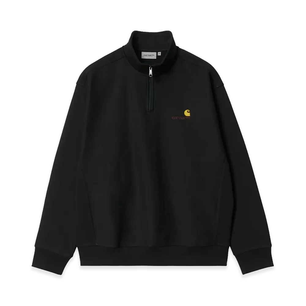 Carhartt WIP Half Zip American Script Sweatshirt "Black"