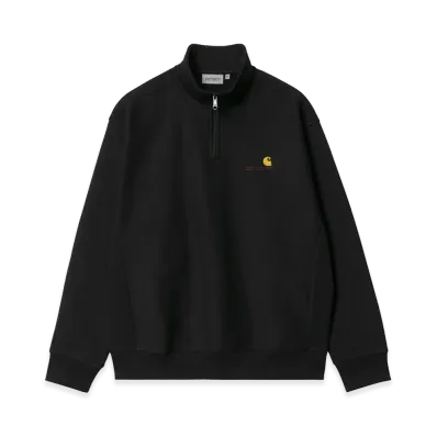 Carhartt WIP Half Zip American Script Sweatshirt "Black"
