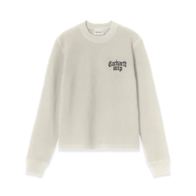 Carhartt WIP Women's L/S Blackletter Waffle T-Shirt "Wax/Black"