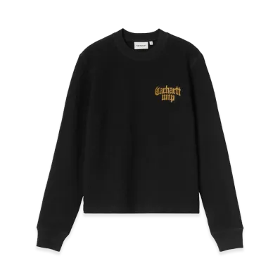 Carhartt WIP Women's L/S Blackletter Waffle T-Shirt "Black/Yellow"