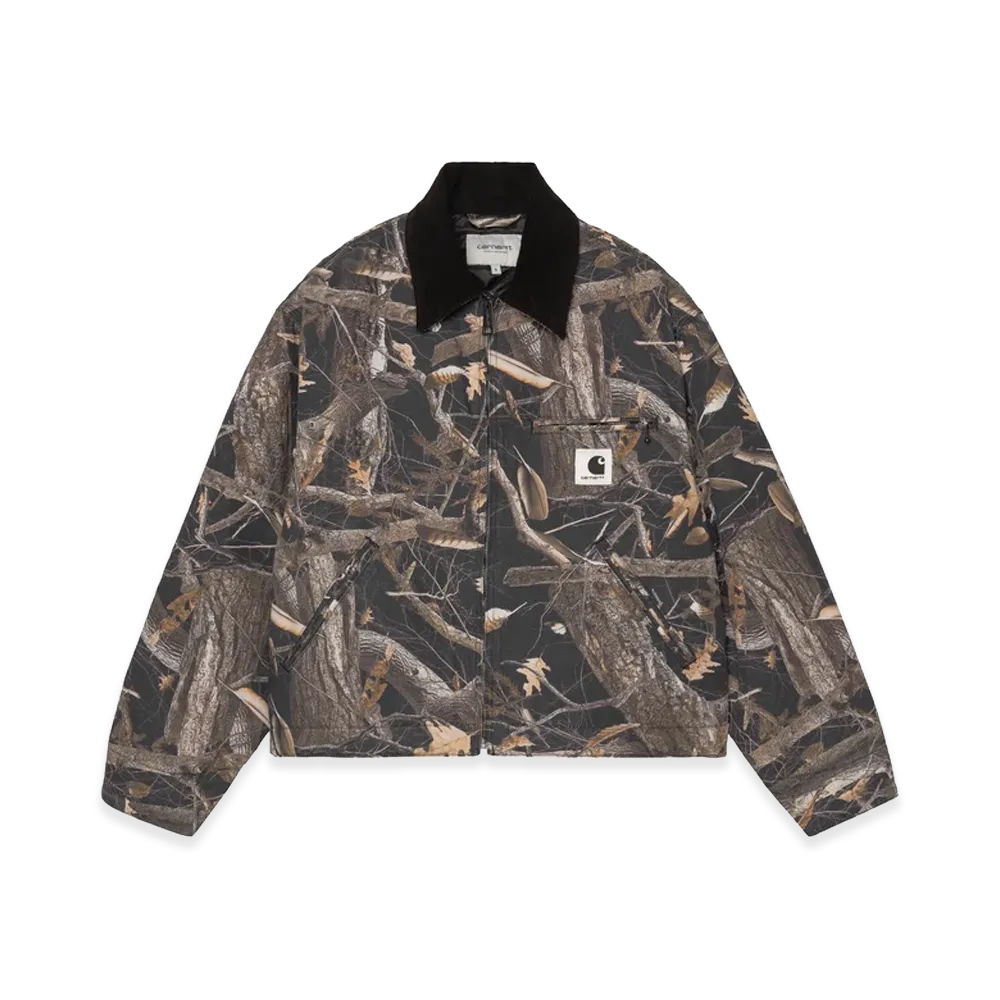 Carhartt WIP Women's OG Detroit Jacket "Camo Feather Tree/Black/Black Heavy Stone Wash"