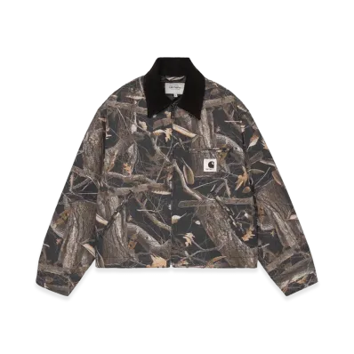 Carhartt WIP Women's OG Detroit Jacket "Camo Feather Tree/Black/Black Heavy Stone Wash"