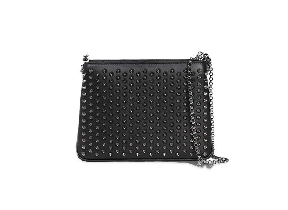 Christian Louboutin Triloubi Studs Leather Chain Shoulder Bag "Black"