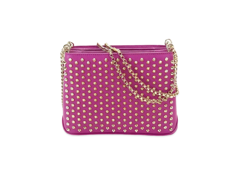 Christian Louboutin Triloubi Studs Leather Chain Shoulder Bag "Purple"
