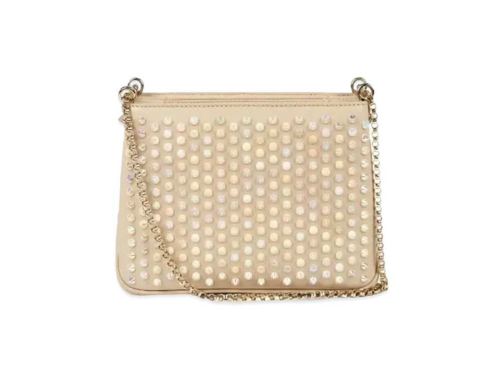 Christian Louboutin Triloubi Studs Leather Chain Shoulder Bag "Beige"
