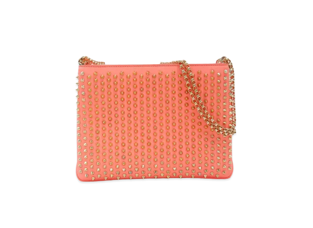 Christian Louboutin Triloubi Studs Leather Chain Shoulder Bag "Pink"