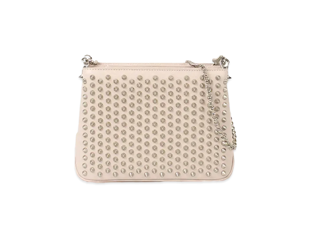 Christian Louboutin Triloubi Studs Leather Chain Shoulder Bag "White"