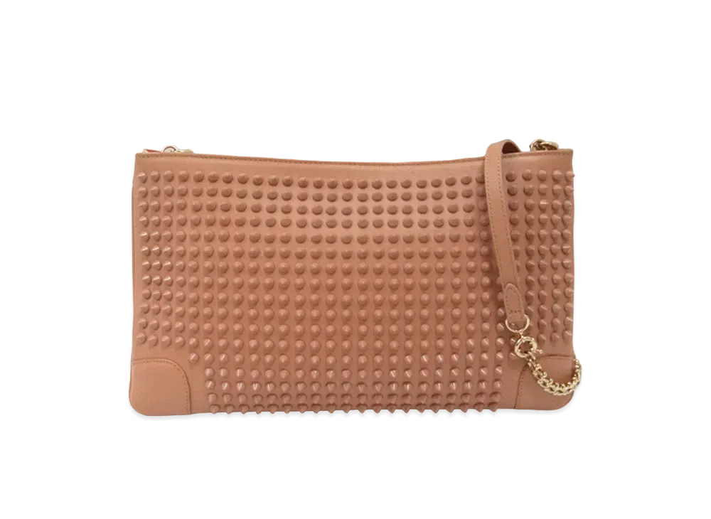 Christian Louboutin Piloutin Studs Leather 2Way Clutch "Beige"