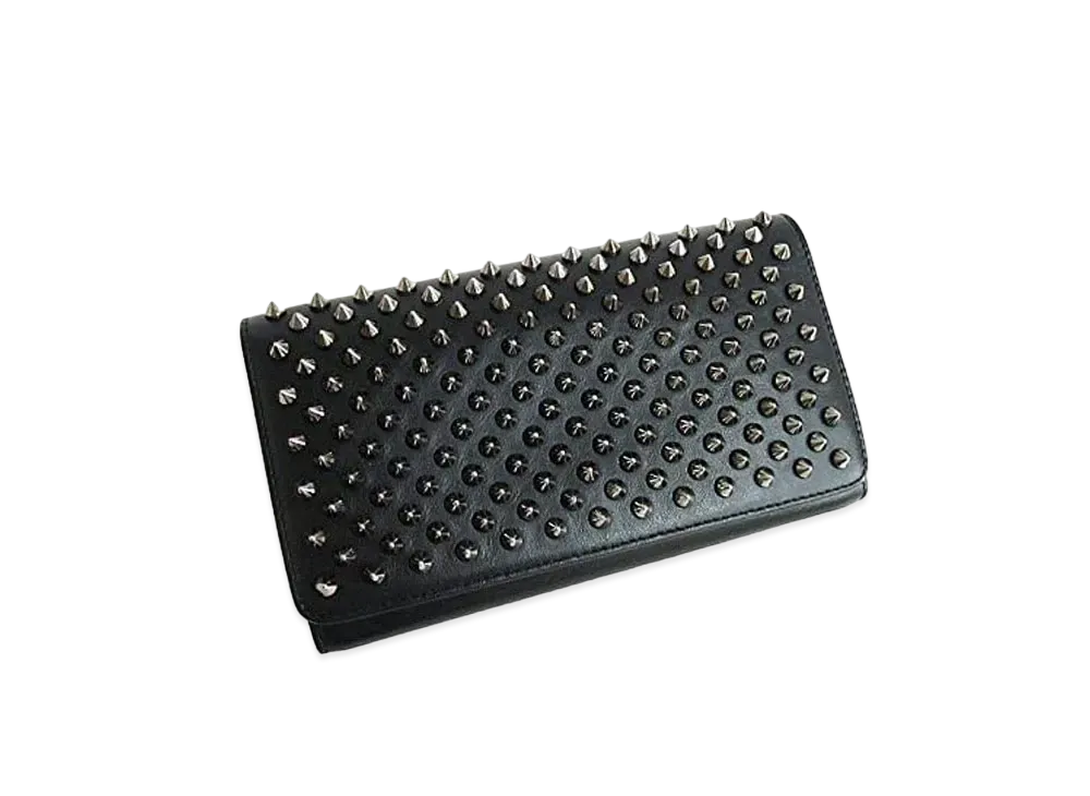 Christian Louboutin Macaron Studs Leather Flap Long Wallet "Black"