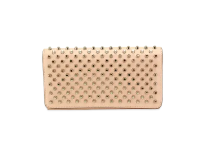 Christian Louboutin Macaron Studs Leather Flap Long Wallet "Pink"