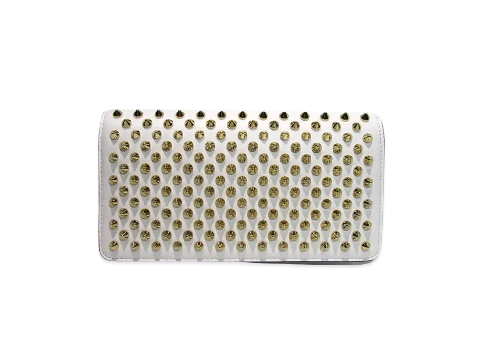 Christian Louboutin Macaron Studs Leather Flap Long Wallet "White"