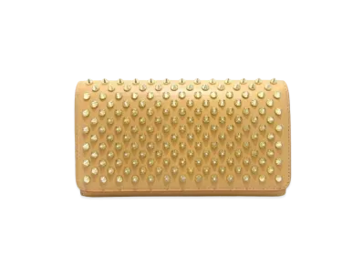 Christian Louboutin Macaron Studs Leather Flap Long Wallet "Beige"