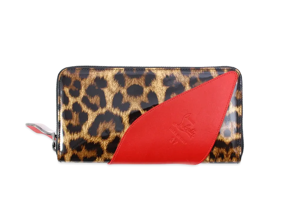 Christian Louboutin Soulita Enamel Zip Around Wallet "Leopard"