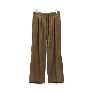 ANCELLM Linen Poplin Belt-Less Slacks "Brown"