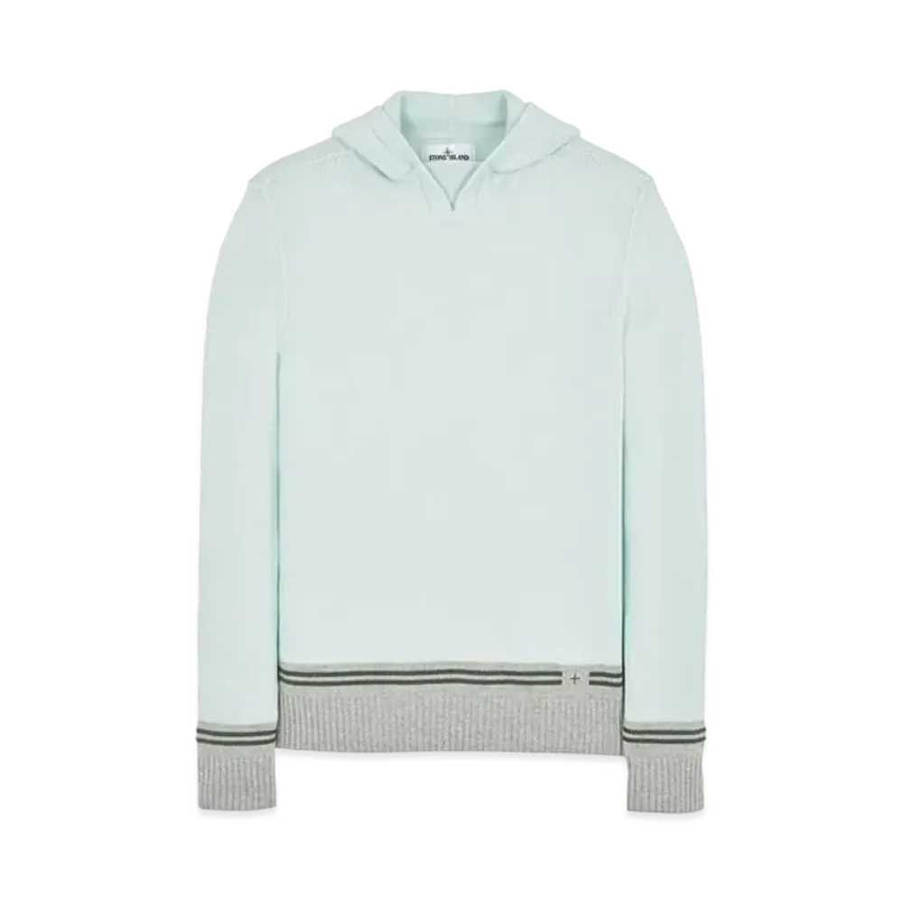 Stone Island 568B8 LAMBSWOOL WITH STRIPED MOTIF AND EMBROIDERY "Light Green"
