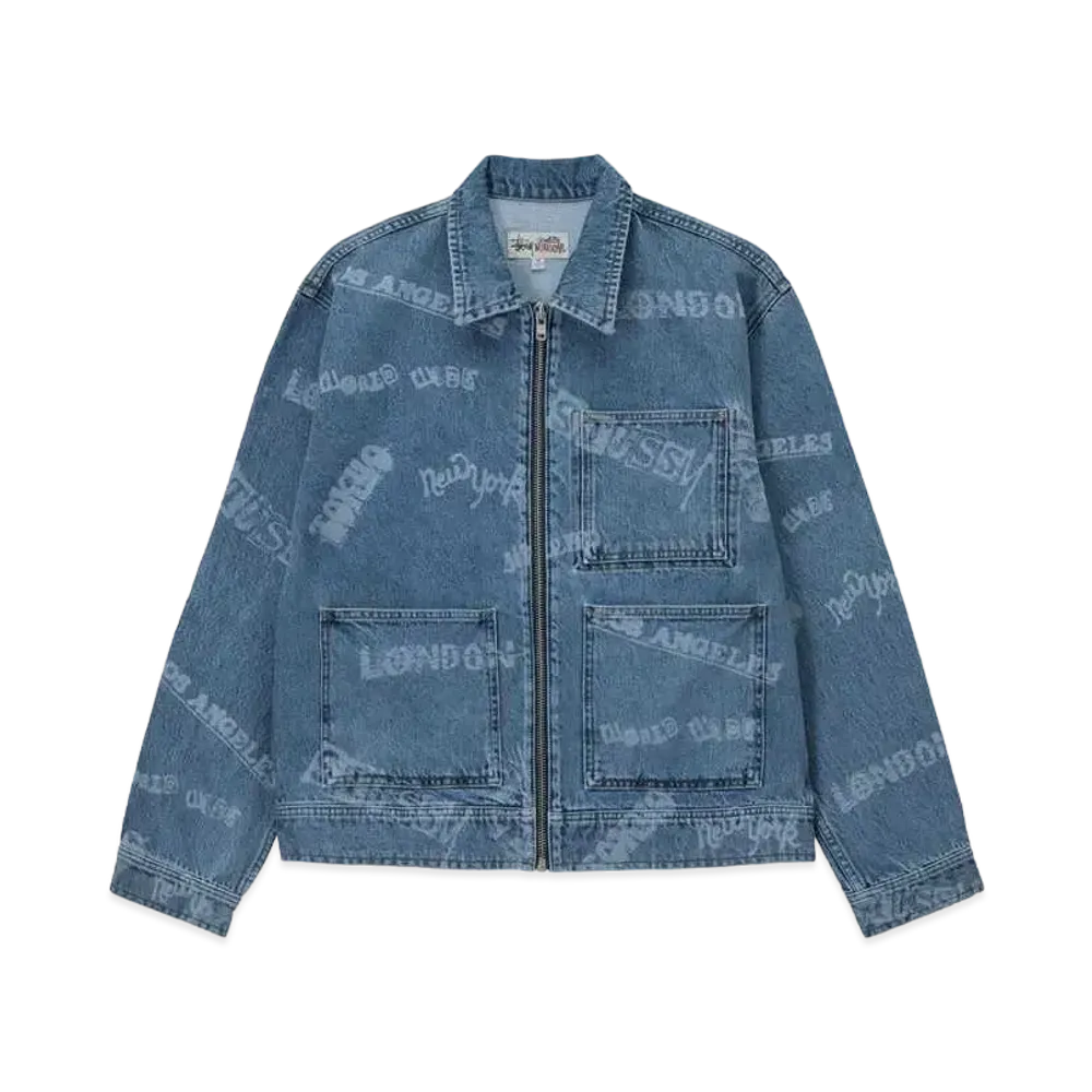 Stussy Worldwide Zip Work Jacket "Stone Wash"