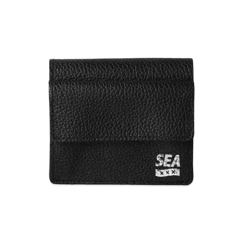 WIND AND SEA x GOD SELECTION XXX Leather BI-Fold Wallet "Black"