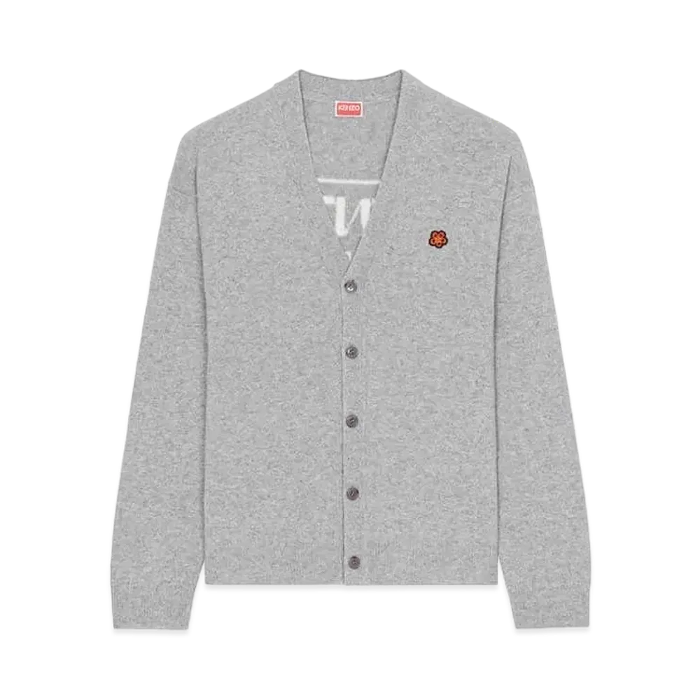 KENZO PARIS Merino Wool Cardigan "Misty Grey"