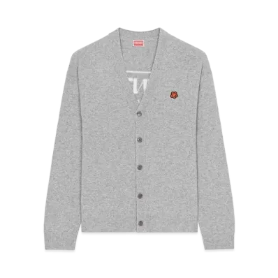 KENZO PARIS Merino Wool Cardigan "Misty Grey"